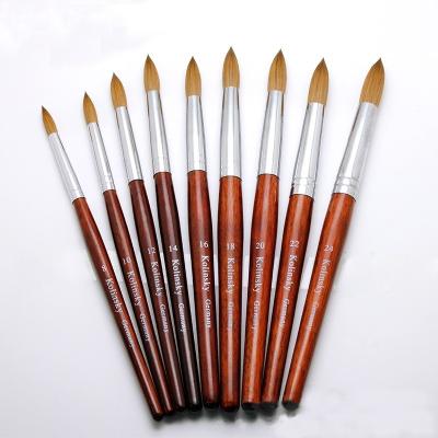 China Smudge Brush Kolinsky Hair Makeup Nail Art Brush with Acrylic Red Wood Handle for Nail Manicure with Custom Logo for sale