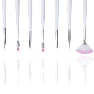 China Acrylic Builder Flat Painting Drawing Art Design Brush Liner Dotting Fan Smudge Brush 7PCS Nail Carving Pen UV Gel Manicure Tool Kit for sale