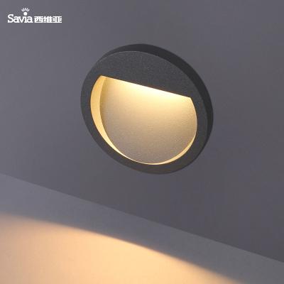 China Savia 3w 105lm Modern Aluminum Shade 3000k Ip44 Tempered Glass Waterproof Recessed Led Outdoor Step Corner Garden Wall Light for sale