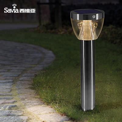 China Garden Savia Waterproof IP44 LED 8W Stainless Steel Solar Bollard Light with Motion Sensor Outdoor Garden Light for sale