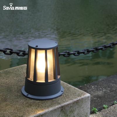 China Savia Modern Waterproof Pillar Lamp Aluminum Material Outdoor Glass Cover IP44 E27 Garden Post Bollard Light for sale