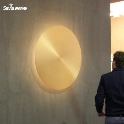 China Savia Decorative Round LED Wall Lamp 98cm Gold Wall Mount Surface Modern Indoor Hotel Solid Brass Aluminum Copper Modern Light for sale