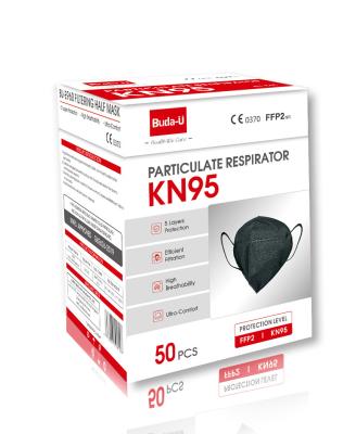 Cina Maschera nera pieghevole del respiratore KN95, certificazione del CE di FDA della maschera protettiva del respiratore KN95 in vendita