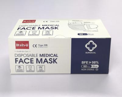 China Type IIR Disposable Surgical Face Mask For Hospital 3PLY Face Mask , EN 14683: 2019+AC: 2019 for sale