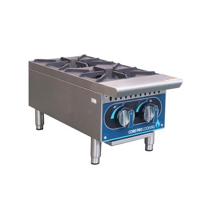 China Adjustable stainless steel non-skid feet 2 Burners Heavy Duty Commercial Hotel Cooking Equipment Gas Range Stove  gas hot plates for sale