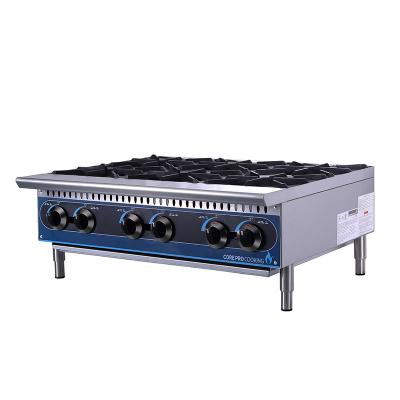 China Adjustable stainless steel non-skid feet Hotel Restaurant Kitchen Equipment Stainless Steel Gas Stove/ Gas Cooker/ Lpg Gas Range Industrial Gas Burner for sale