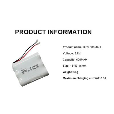 China Bateria recarregável de níquel-cádmio 800mAh 3.6v 600mah Bateria Nicd à venda