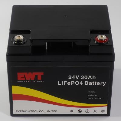 China Stromversorgung 24V 30AH Lifepo4 Batteriepack Staubdichtes ABS Gehäuse Maximalladestrom 20A zu verkaufen