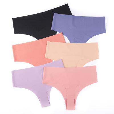 China Antibacterial Women Lace Up Panties Low Waist Thongs Hollow Out Briefs For Underwear Fashion Women Female Seamless Thong for sale