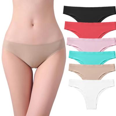 China Low-rise Ladies G-String Panties Women Underwear Briefs Solid Color Thong Pantys Antibacterial Sexy Female Lingerie for sale