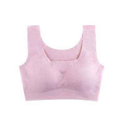 China Underwire yoga underwear ladies traceless ice silk comfortable smooth QUICK DRY seamless one piece bras vest vest bra for sale