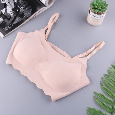 China 2022 Fashion Autumn QUICK DRY Soft Sexy Seamless Bras For Women Wire Free Ladies Jelly Strip Wide Shoulder Strap Underwear Active Bra for sale