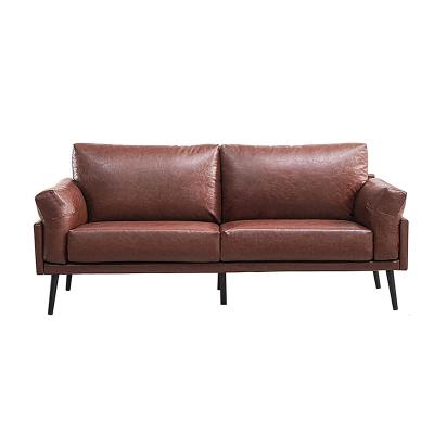 China Single line design office living room furniture stable high elasticity comfortable wear resistant modern leather sofa for sale