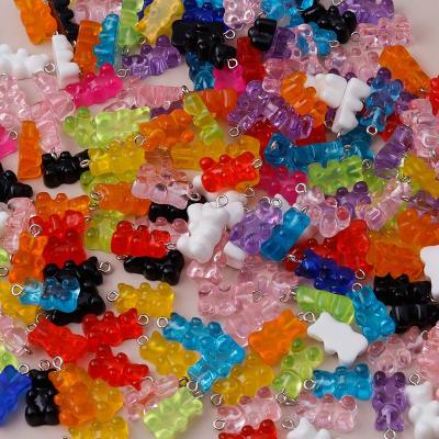 China 10pcs/bag 22X11mm Candy Color Durable Cute Resin Gummy Jewelry Pendant Necklaces DIY Mini Bear Charms Pendant Earrings for sale