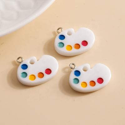 China 10pcs/bag 23*18mm Durable Cute Resin Enamel Paint Painter DIY Charms Palette Necklaces Earrings Jewelry Making Pendant for sale