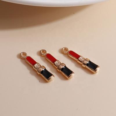 China 10pcs/bag 3*18mm Enamel Mini Lipstick Charm Pendants DIY Necklace Bracelet Durable Jewelry Making Pendant for sale