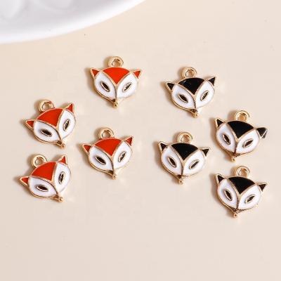 China 10pcs/bag 13*13mm Durable Cute Animal Charms And Pendants Enamel Fox Pendant For Jewelry Making for sale