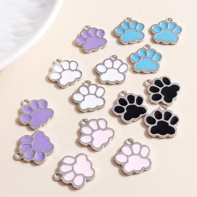 China 10pcs/bag 16*17mm Dog Paw Print Pendants Enamel Charms Durable Necklace DIY Pendant Charms Pendants for sale