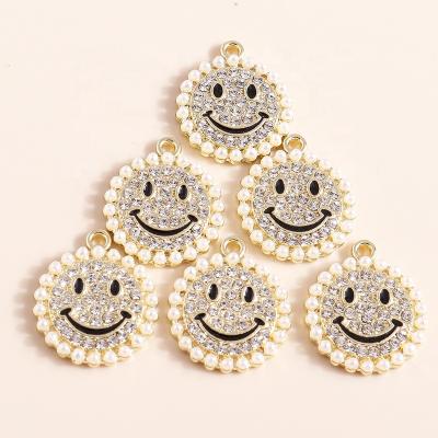 China 4pcs/bag TRENDY 17*15mm Charms Cute Crystal Smiley Face Charms Earring Bracelet Necklace Pendants DIY Jewelry Making Accessories for sale