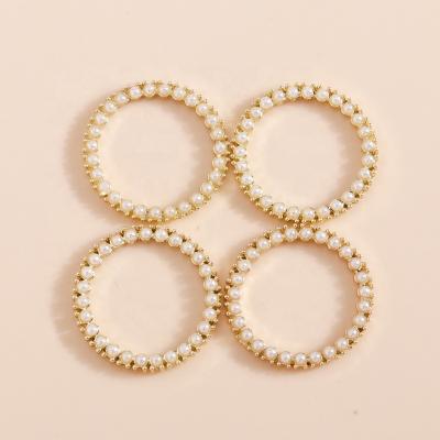 China 4pcs/bag 20*20mm Durable Exquisite Gold Jewelry Pendant Round Circle Pearl Pendants Jewelry Making Custom Accessories for sale