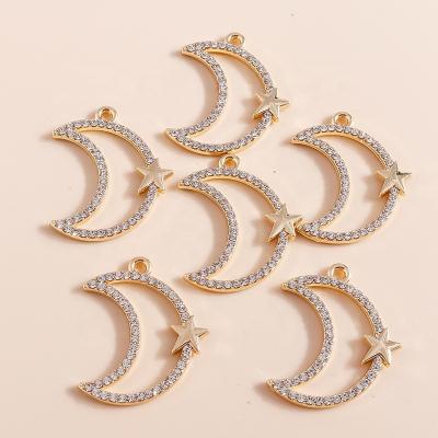 China FASHIONABLE Wonderful 4pcs/bag 25*21mm Crystal Moon Star Charms Bracelets Necklaces Pendants Earrings DIY Jewelry Making Accessories for sale