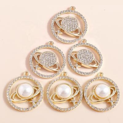 China 4pcs/bag 23*20mm Custom Girls Crystal Pearl Star Earth Planet Charm Pendants Earrings Exquisite Jewelry FASHIONABLE Bracelets DIY for sale