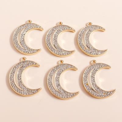 China 4pcs/bag 27*21mm FASHIONABLE Girls Women Crystal Moon Charms Cute Moon DIY Pendants Charms for Earrings Bracelets Necklace Jewelry for sale