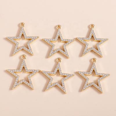 China 4pcs/bag 26*24mm Girls Crystal Stars Fashion Pendants DIY Jewelry Necklace Exquisite Five-pointed Pendant Custom for sale