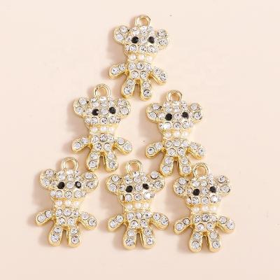 China 4pcs/bag 21*14mm FASHIONABLE Exquisite Custom Jewelry Crystal Pearl Scarf Bear Charms Crystal Pendants Necklaces Bracelets Earrings DIY for sale