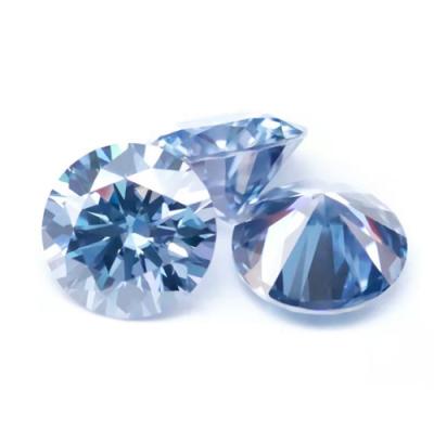 China Sparkling Moissanite Stones Aqua Color Diamond Round Cut Blue Loose Synthetic Moissanite Gemstone For Jewelry Making for sale