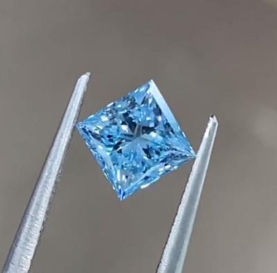 China Sparkling In Stock Customize Diamonds Jewelry VS1 Prinvecess Intense Greenish CVD Fancy Lab Developed Blue Diamonds for sale