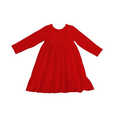 China New Arrival Breathable Kids Boutique Red Clothing Cotton Long Sleeves Dress Little Girls Dress for sale