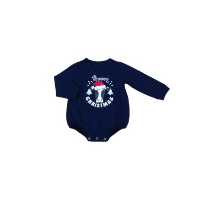 China Cozy Baby Clothes Wholesale Christmas Customized Navy Colored Rompers 100% Cotton Newborn Baby Boy Clothes Romper for sale