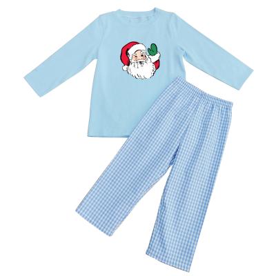 China 2021 New Christmas Baby Boy Winter Casual Clothes Applique Cotton Kids Long Sleeve Boys Boutique Sets for sale