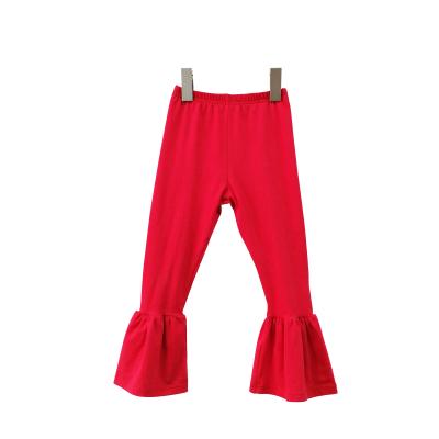 China Christmas toddler girls fashion anti-pilling red cotton flared pants for kids girls trousers for sale