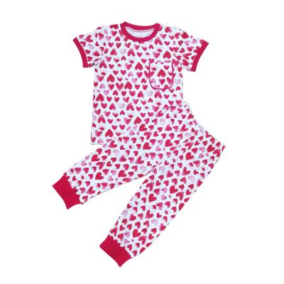 China 2021 New Design Valentines Heart Boys Breathable Clothing Sets Soft Fabric Kids Clothes Sets Short Sleeve Baby Boy Pajamas for sale