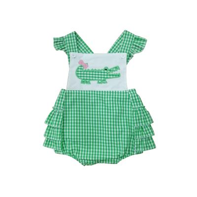 China New Sleveeless Design Applique Girls Romper Flying Sleeves Babies Dress To Ruffle Baby Clothes for sale