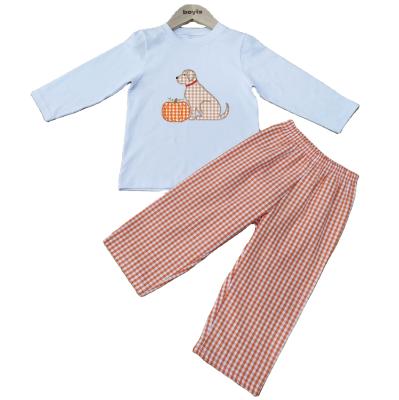 China Fashion\Baby Boy Comfortable\Durable Clothes 100% Solid Casual Gingham Long Sleeve Halloween Sale Boy Clothing Autumn Cotton Outfit Baby Long Clothing Sets for sale