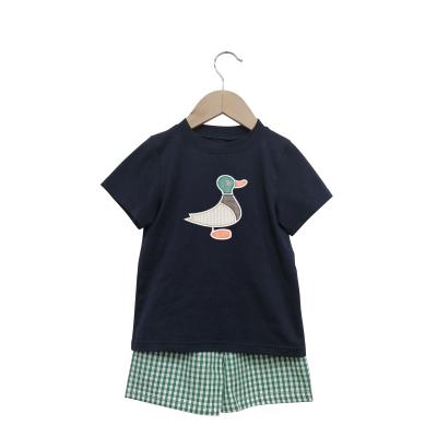 China 2021Hot sale casual duck appliqued baby clothing boys summer clothes set two pieces for sale