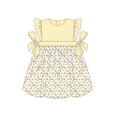 China Newest Latest Design Applique Design Summer New Arrival Baby Casual Dress Kids Washable Custom Cute Formal Dress for sale