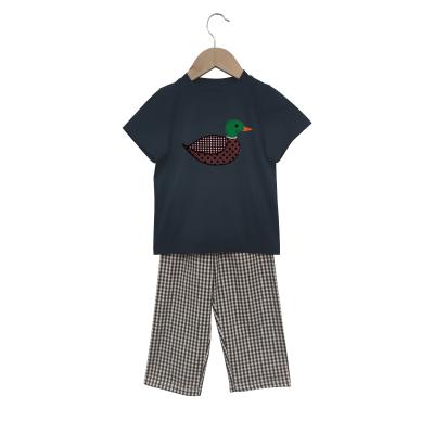 China Fashion\Comfortable\Durable Baby Boy Clothes 2021 Hot Sale Cotton Boy Applique Duck Navy Clothing Sets Long Sleeve Baby Boys for sale