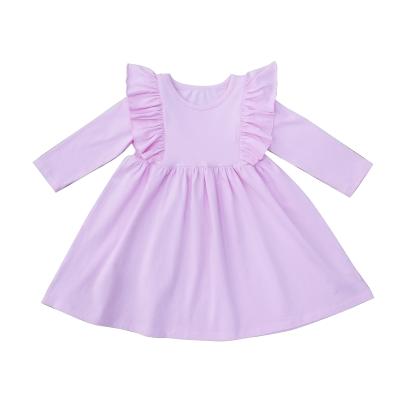 China Boutique washable custom embroidery solid pink girls ruffles pirouette dress fall dress girls kids girls clothing for sale