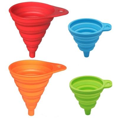 China Wholesale Color Customized Viable Food Grade Collapsible Silicone Funnel Portable Safe Reliable Reliable Funnel for sale