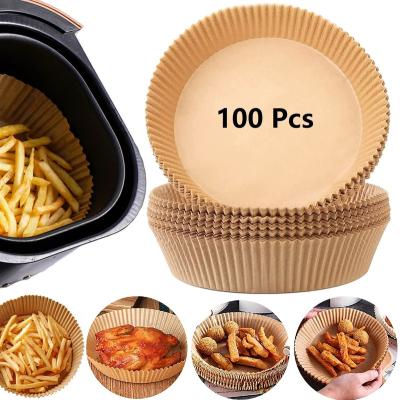 China Wholesale 100 Pcs Disposable/Set Silicone Coated Silicone Non-Stick Disposable Air Fryer Liner Round Shape Food Grade for sale