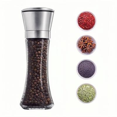 China High Quality Viable Stainless Steel and Glass Material Pepper Grinder Amazon Hot Selling Salt Pepper Spice Grinders for sale