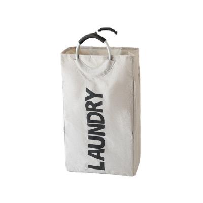 China Wholesale Sustainable Aluminum Laundry Bag Large Storage Bag Portable Canvas Fabric Laundry Hamper for sale