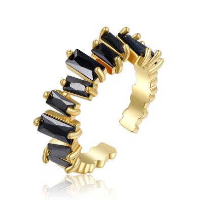 China Environmental Friendly Irregular Rectangular Zirconia Ring Copper Gold Plated Adjustable Ring Jewelry Women Ring Unisex for sale