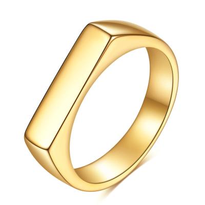 China Simple Titanium Ring For Women And Men Stainless Steel Ring Gold Flat Index Finger 2022 Fashion Environmental Friendly Jewelry for sale