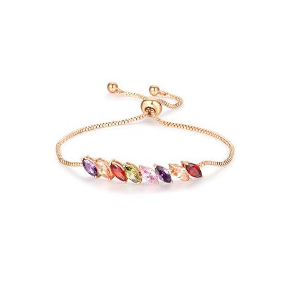 China Hot Environmentally Friendly Colorful Zircon Charm Adjustable Bracelet Fashion Diamond Bracelet Wholesale for sale