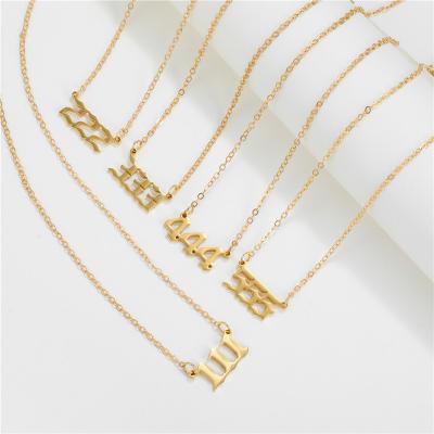 China 2022 Summer Pendant Necklace Stainless Steel Angel Number Necklace Female Number 000-999 Environmental Friendly Stainless Steel Number for sale